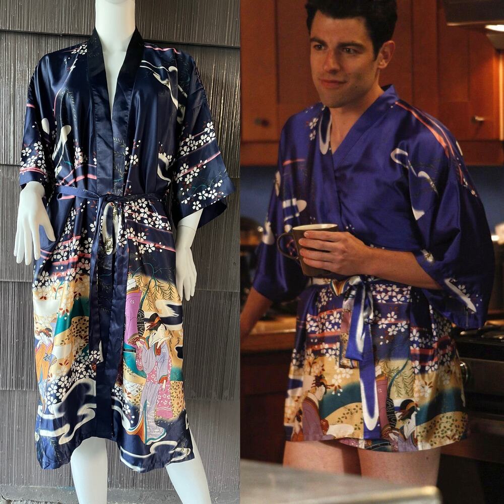 🔥ASO Schmidt New Girl Kimono Robe Multicolor Japanese Geisha Cherry Blossom